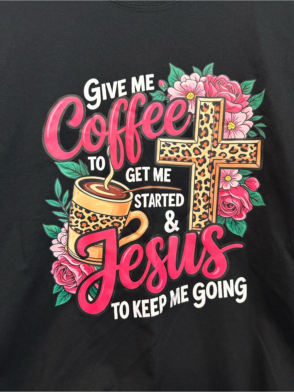 Route 66 Coffee and Jesus Graphic T-Shirt Black Size Medium
